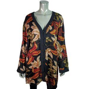 John Philips Top Plus Sz 20W Petite Vintage Long Sleeve Button Down Casual Black